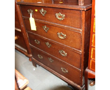 George III mahogany chest of four graduated drawers, on shaped bracket supports, 31" wide