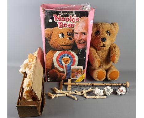 A Pelham skeleton puppet, in original box with instructions, and a Denys Fisher "Nookie Bear" toy, in original box