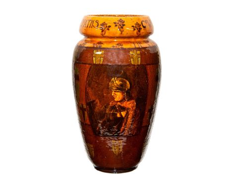 Monumental portrait vase of Julius Caesar wearing knight armor. The surfaces of Rembrandt pieces are heavily indented and alo