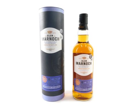 A bottle of Glen Marnoch Islay single malt Scotch whisky, matured three years. 