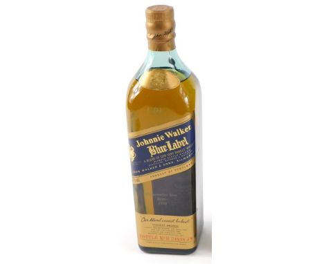 A bottle of Johnnie Walker Blue Label Scotch Whisky, bottle number B24888JW, lacking box.  We have specific vendors instructi