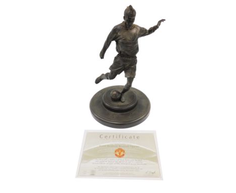 A bronze resin figure of David Beckham, stamped copyright 2002 Manchester United PLC, limited edition number 879/1500 worldwi