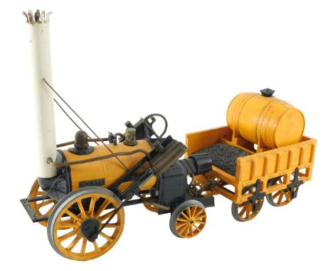A Hornby large scale model of Stevenson's rocket, with tender, 42cm long. 