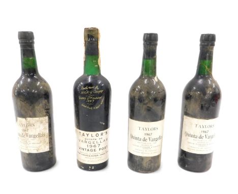 Four various bottles of Taylor's Vargellas 1987 port, to include one labelled vintage.