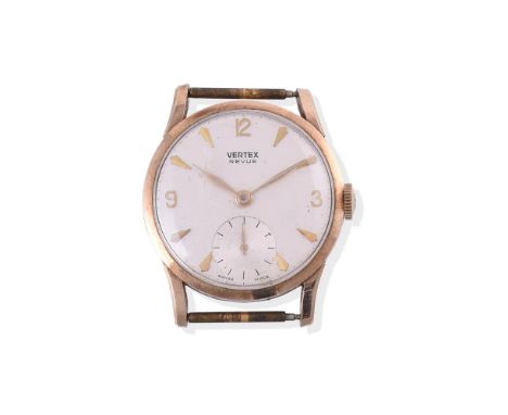 
	
		VERTEX
		9 CARAT GOLD WRIST WATCH, CIRCA 1959
		Movement: Cal. 81, manual wind, 19 jewels
		Case: 9 carat gold case, sna