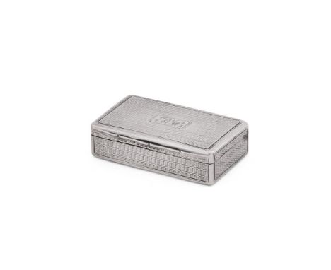 
	
		A GEORGE IV SILVER RECTANGULAR SNUFF BOX 
		LEDSAM, VALE &amp; WHEELER, BIRMINGHAM 1826 
		With a monogram to the centra