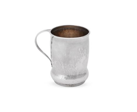 
	
		AN ARTS AND CRAFTS HAMMERED SILVER MUG 
		LIBERTY &amp; CO., BIRMINGHAM 1920, NO. 2037 
		With a slightly everted rim, t