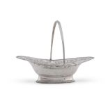 A GEORGE III SILVER OVAL PEDESTAL BASKET, MAKER'S MARK POORLY STRUCK (H..)