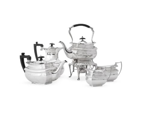 
	
		A MATCHED SILVER FIVE PIECE TEA SERVICE INCLUDING A KETTLE ON STAND 
		ELKINGTON &amp; CO., BIRMINGHAM 1913-16 
		The ke