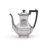 A SILVER OBLONG BALUSTER COFFEE POT, JOHN ROUND & SONS LTD