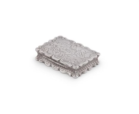 
	
		A VICTORIAN SILVER SHAPED RECTANGULAR VINAIGRETTE 
		YAPP &amp; WOODWARD, BIRMINGHAM 1853 
		Engraved with a monogram to