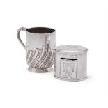 A SILVER NOVELTY POST BOX PIGGY BANK, DEAKIN & FRANCIS
