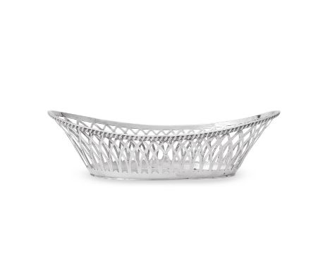 
	
		A LATE VICTORIAN SILVER NAVETTE SHAPE BASKET 
		WILLIAM HUTTON &amp; SONS LTD, LONDON 1900 
		with a gadrooned rim, inte