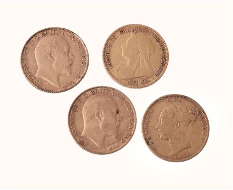 
	
		Victoria and Edward VII, Half-Sovereigns (4), 1876 die 74, 1897, 1902, 1903 (S 3860D), 3878, 3974A [2]). Fine and better