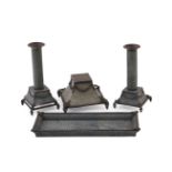 A SILVER MOUNTED AND SHAGREEN FOUR PIECE DESK SET, SAMUEL JACOB