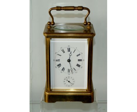19th century Brass carriage clock, with alarm and striking on the hour