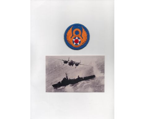 WW2 Relics. 8th Air Force US Army Insignia Award embroidered cotton insignia. Good condition. All autographs are genuine hand