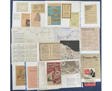 WW2. Collection of Assorted Flyers, Speeches and Memorabilia. Some Original Wartime pieces of paper. Printed Dwight Eisenhowe
