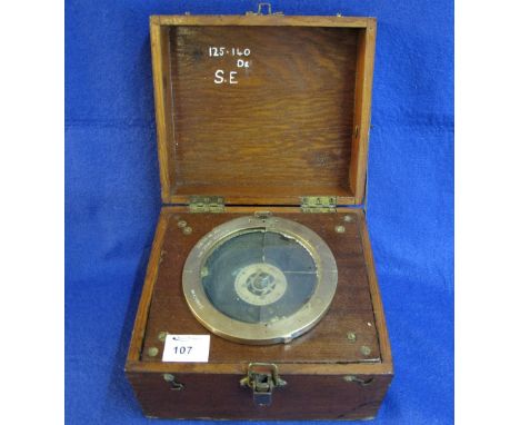 Brass Azimuth circle number 4, reference number 6A/890  compass in fitted mahogany case.