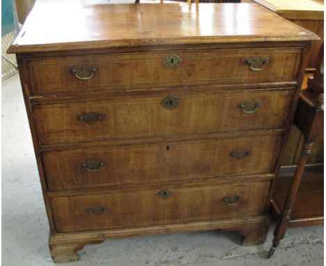 19th Century mahogany inlaid straight front chest of four long drawers on bracket feet.