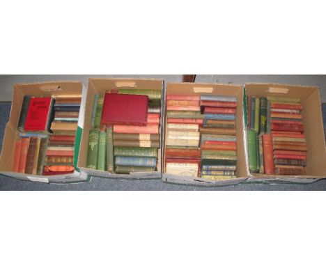 Four boxes of assorted books to include: 'The Works of Emerson'; 'Celtic Religion'; 'Greek Through Reading'; Latin Words of C