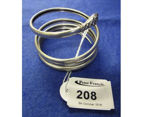 Victorian silver coiled snake bangle. CONDITION REPORT: No obvious damage
