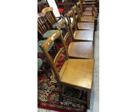 Set of five 19th Century oak bobbin back farmhouse kitchen chairs. (5)