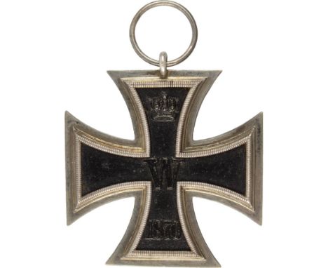 Eisernes Kreuz 1870,  Kreuz 2. Klasse. Geschwärzter Eisenkern, fein gearbeitete Silberzarge (43mm), am Ring. Klassisches Exem