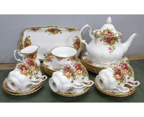 A Royal Albert Old Country Roses six setting tea service plus sandwich plates, etc. **PLEASE NOTE THIS LOT IS NOT ELIGIBLE FO