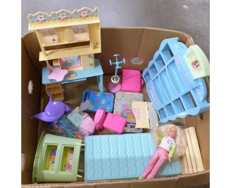 Barbie doll and dolls house accessories including College Study 