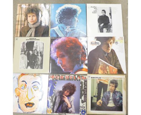 Twelve Bob Dylan LP records, Blond on Blond, Another Side of Bob Dylan, etc. 