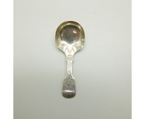 A Victorian silver caddy spoon, Birmingham 1858, George Unite 
