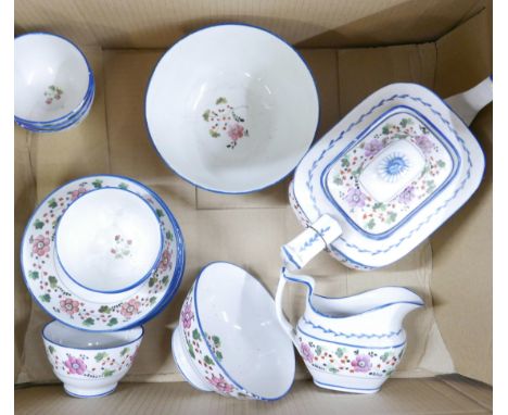 An early 19th Century New Hall tea set decorated with flowers, tea pot and three other pieces a/f **PLEASE NOTE THIS LOT IS N