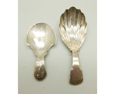Two silver caddy spoons including one George III, Birmingham 1798, maker IT 