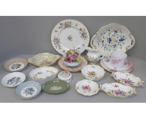 A collection of decorative china including a Copeland Spode Chelsea Garden pattern trio, Royal Crown Derby, Royal Worcester, 