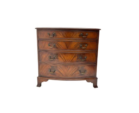 Georgian design inlaid mahogany bow front chest, fitted with four drawers, on bracket feetDimensions: Height:&nbsp;82cm&nbsp;