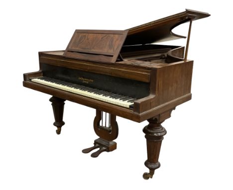 John Broadwood & Sons, London - rosewood grand piano, c1870, straight strung with a bolted iron bar frame, 85 ebony and ivory