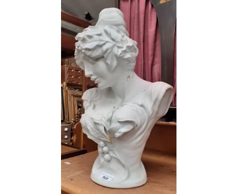 A pottery bust of a lady, marked 'LILI' to the base.Height of this item is 49cm.