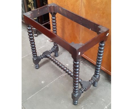 A Georgian oak stand /table base with bobbin turned supports. 