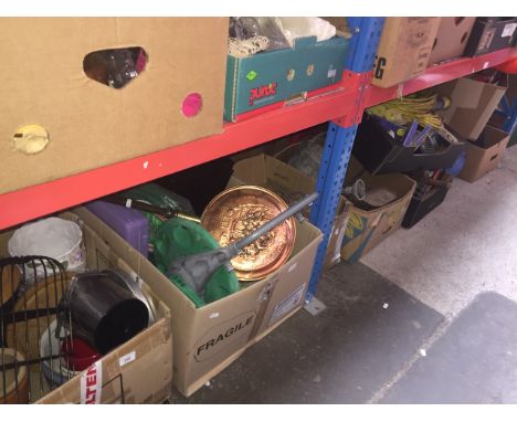 8 boxes of misc tools / garageware and other misc items to include soft toys, micro power cycle exercise machine, etc. 