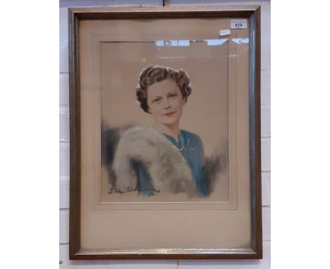 20th century school, pastel heightened with paint, portrait of a woman, 30cm x 38cm, indistinctly signed to lower left, frame