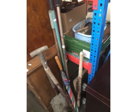 2 boxes of tools, garageware and a bundle of garden tools. 