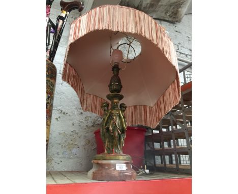 A composite figural lamp on onyx base. 