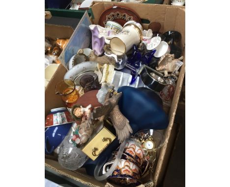 A box of assorted china, glass etc including Goebel and Coalport 