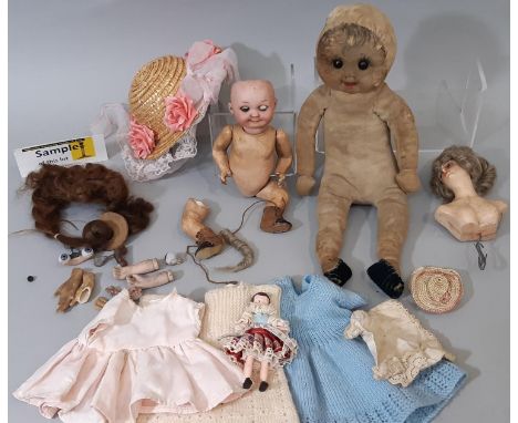 Collection of dolls for restoration including a small 1920's 'Nobbi Kid' googly eyed doll by Armand Marseille with bisque hea
