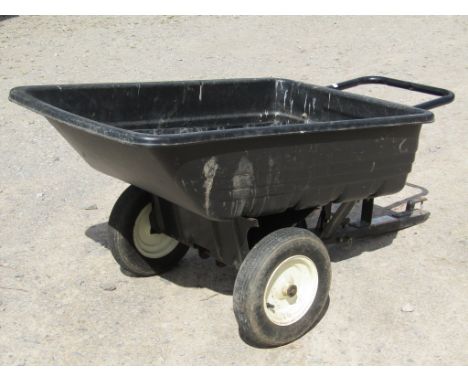 An Agri-fab small ride on tractor trailer together with a pair of folding aluminium ramps and two shallow plastic crates (af)