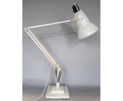 White anglepoise lamp on a two step square base by Herbert Terry 