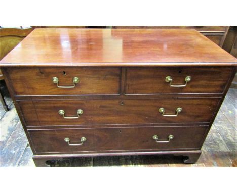 A Georgian mahogany chest of two long and two short drawers on bracket supports, 110cm wide 