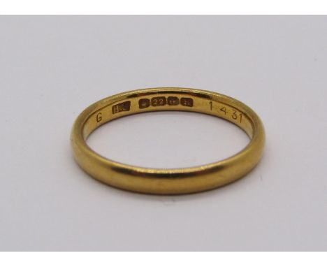 22ct wedding ring, size L, 2.9g 