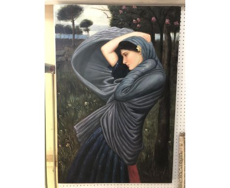Three-quarter portrait of a hooded woman, oil on canvas, unsigned, 63 x 94 cm, unframed 
